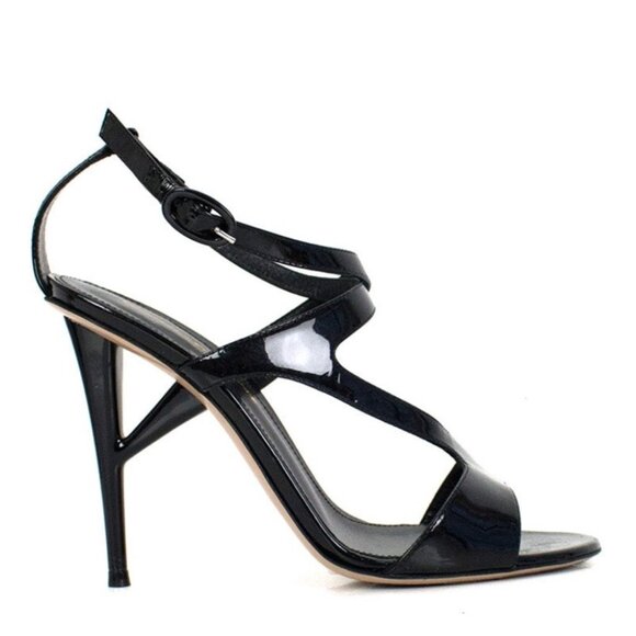 Gianvito Rossi Black Patent Leather Strappy Sandal Heels - Picture 1 of 13